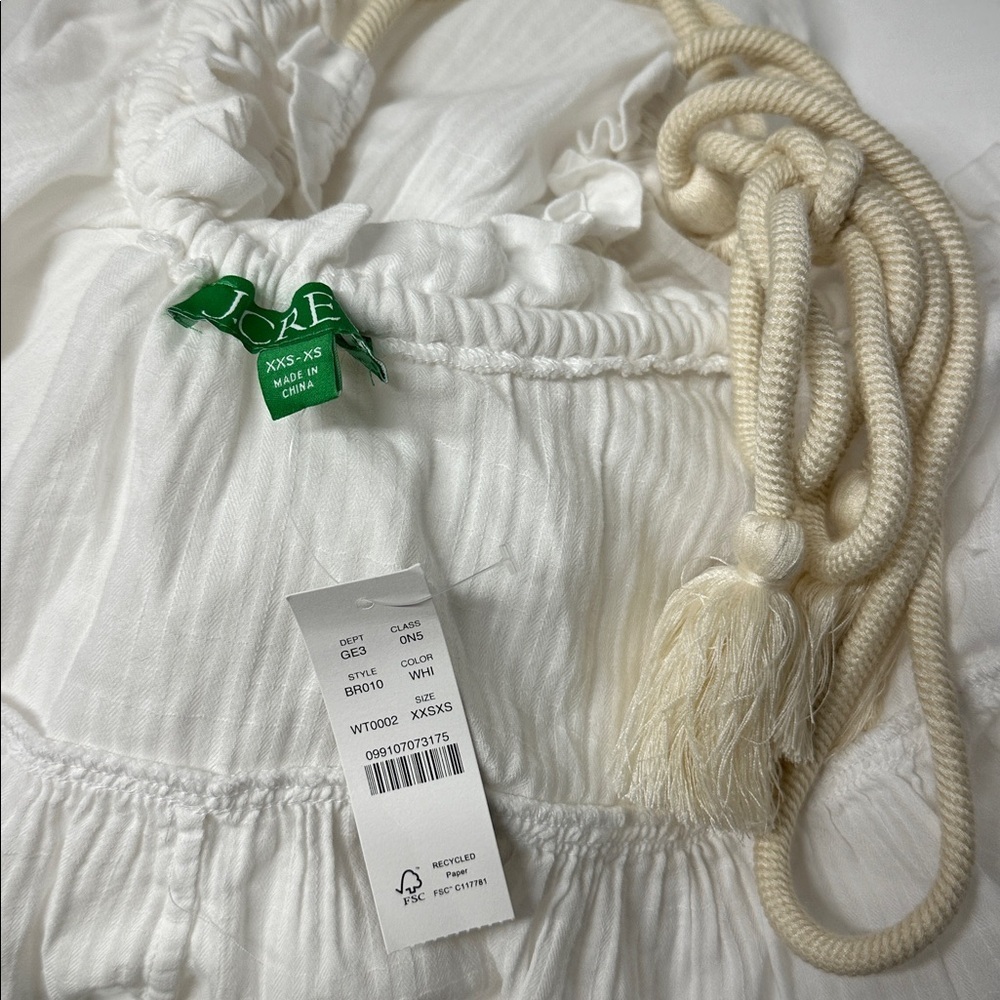 J Crew Tiered Rope Tie Adjustable Straps Sundress Dress New White Size XXS / XS - Picture 3 of 6